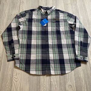 Notre Dame Fighting Irish LS Button Down Shirt Columbia Mens XL Plaid NWT